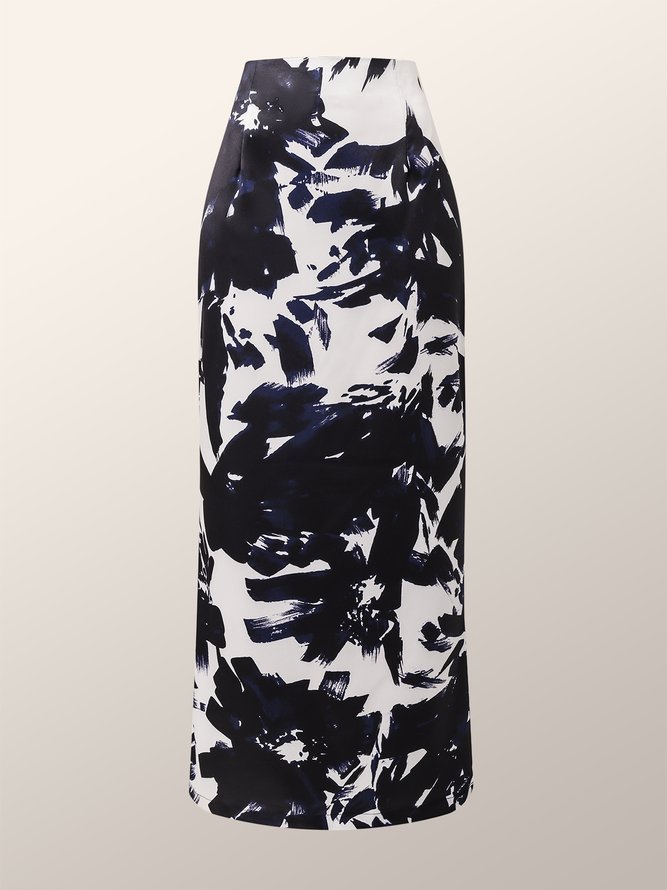 Abstract Regular Fit Long Elegant Skirt