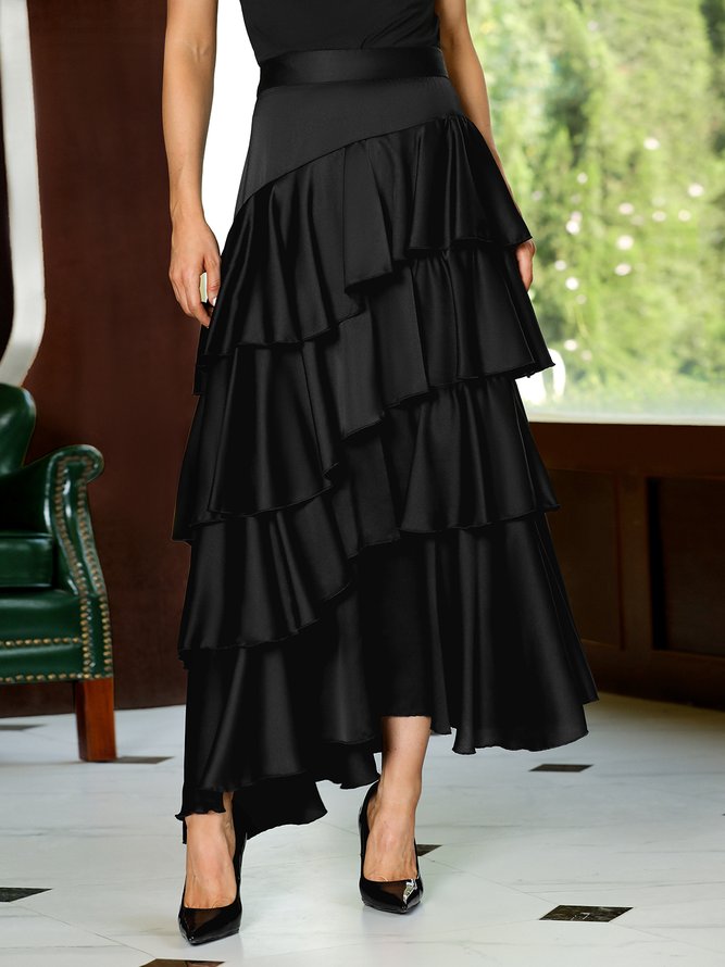 Elegant Regular Fit Plain Maxi Skirt