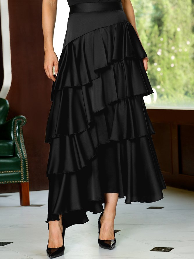Elegant Regular Fit Plain Maxi Skirt