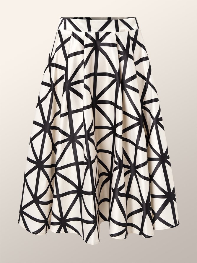 Regular Fit Elegant Geometric Midi Skirt