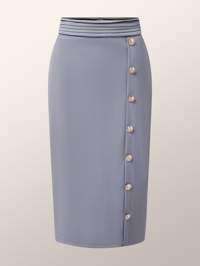 Plain Elegant Tight Midi Skirt