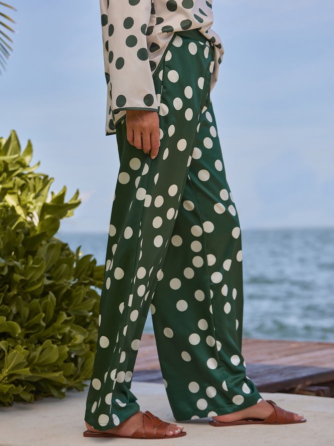 Regular Fit Polka Dots Elegant Fashion Pants
