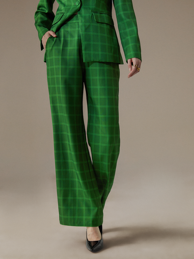 Regular Fit Urban Plaid Fashion Long Pants Straight pants | stylewe