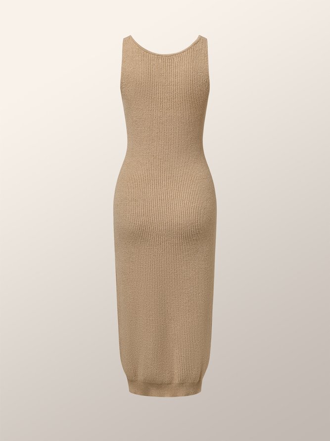 Plain Elegant Tight Sleeveless Maxi Dress