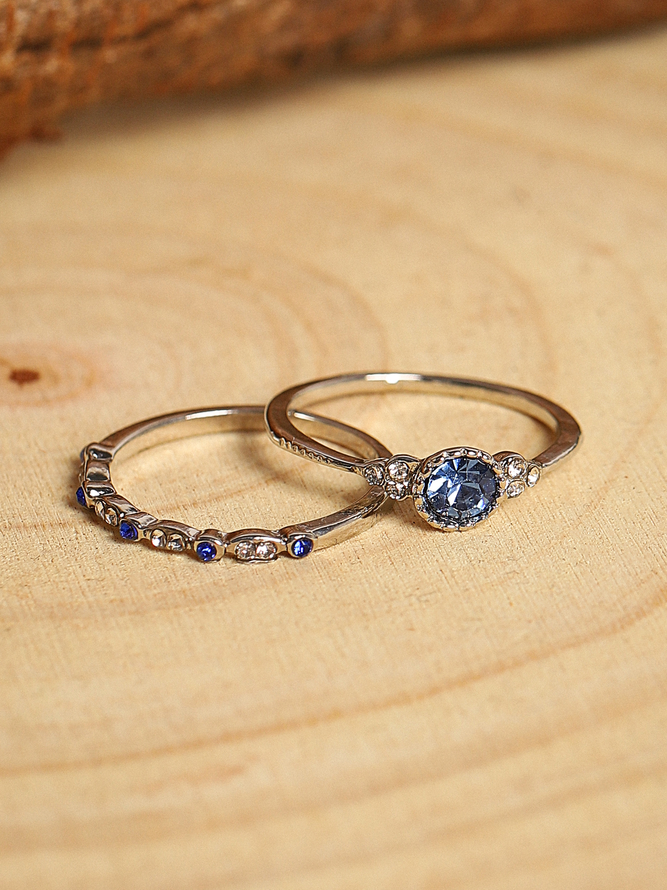 Vintage Casual Purple Gemstone Layered Rings
