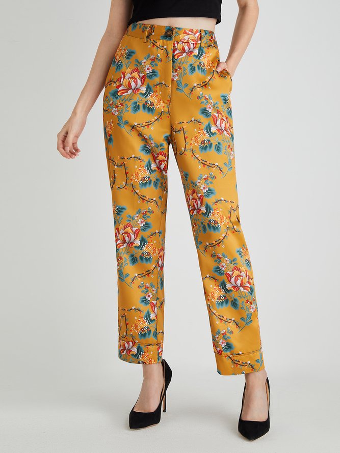 Urban Floral Regular Fit Fashion Pants