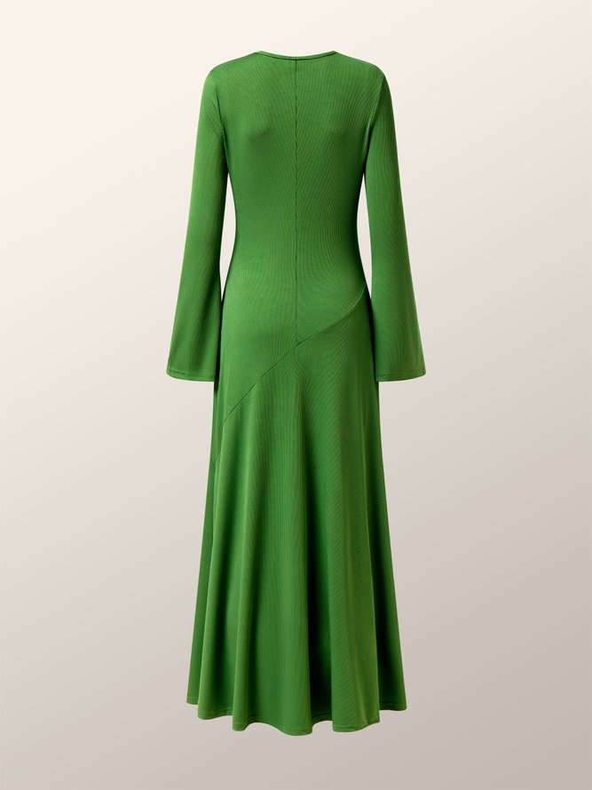 Long Sleeve Elegant Plain Maxi Dress