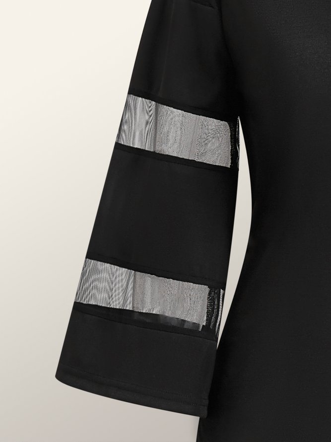 Elegant Split Joint  Half Sleeve Crew Neck Plain Dress