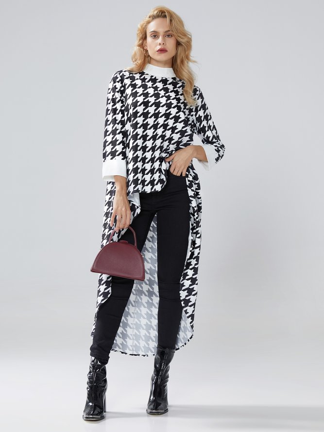 Loose Urban Stand Collar Three Quarter Mid-long Daily Top