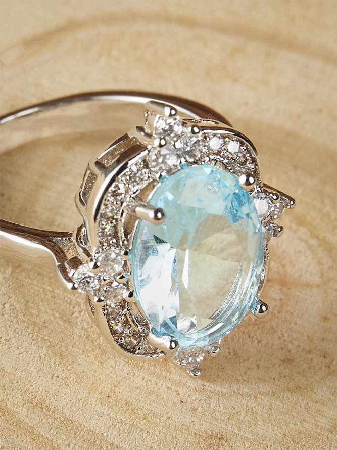Banquet Party Aquamarine Diamond Ring Elegant Party Ring Matching
