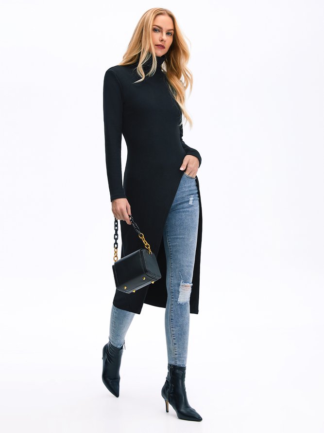 Fall Long Sleeve Simple Turtleneck Daily Simple Daily Top