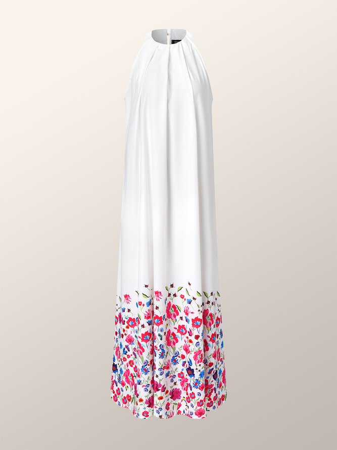 Loosen Halter Elegant Sleeveless Woven Maxi Dress