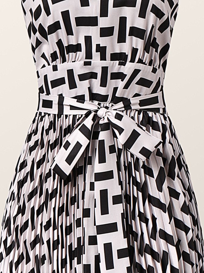 Geometric Vacation Sleeveless Regular Fit Maxi Dress