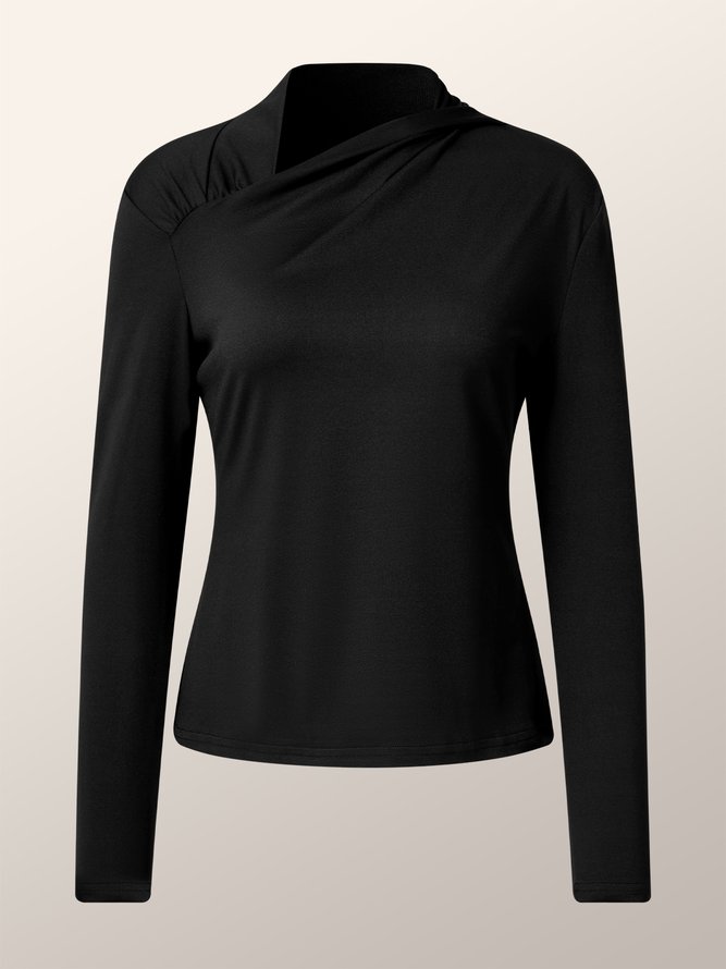High Elasticity Plain Asymmetrical Long sleeve Regular Fit T-Shirt
