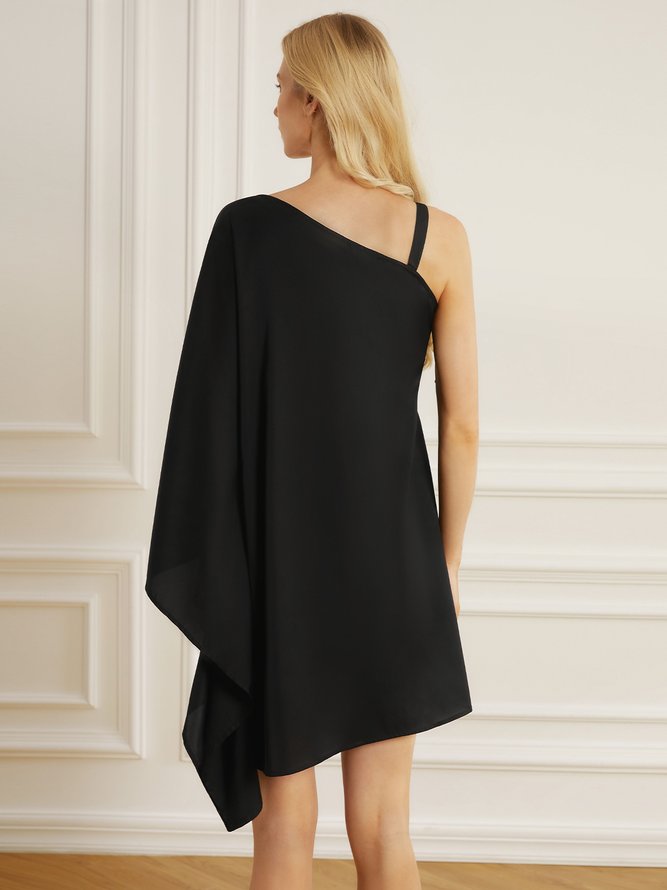 Women Plain Summer Elegant Date Polyester fibre Midi Loose Straight H-Line Dresses
