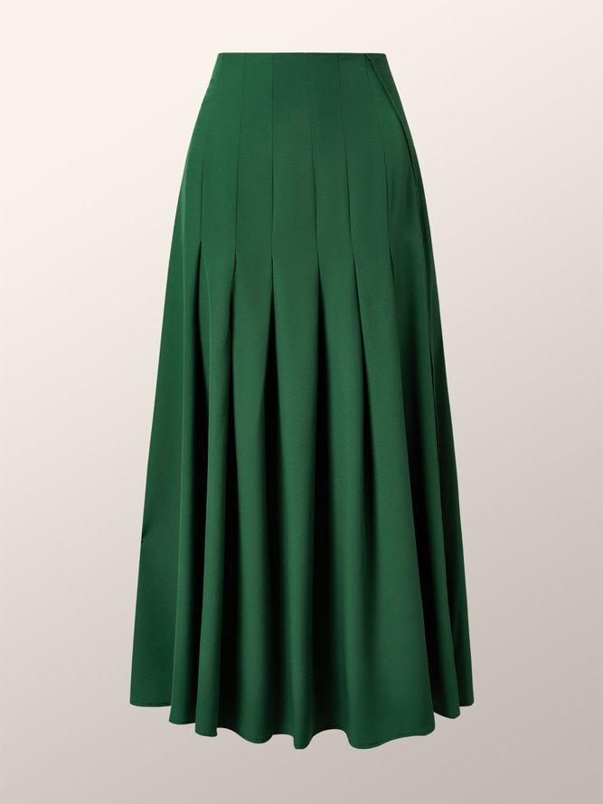 Loosen A- Line Daily Plain Elegant Midi Skirt
