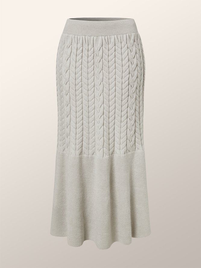 Plain Casual Regular Fit Midi Skirt