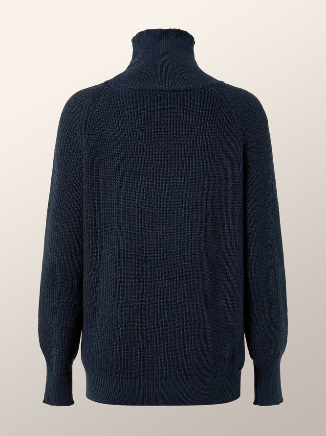 Urban Turtleneck Buttoned Plain Sweater