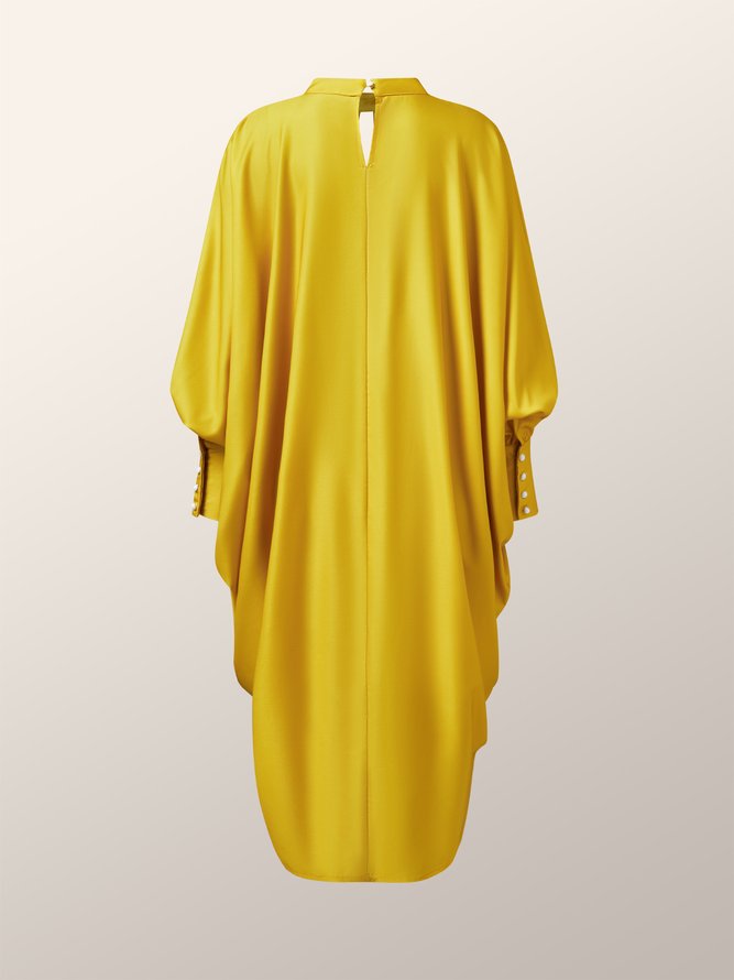 Urban Long Sleeve Figure Stand Collar Midi Dress
