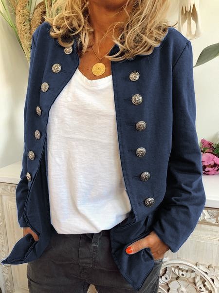 Buttoned Long Sleeve Outerwear