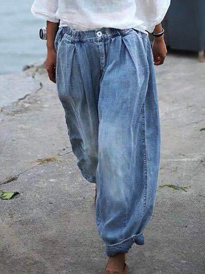 Elastic Waist Harem Jeans Plus Size Denim Jeans