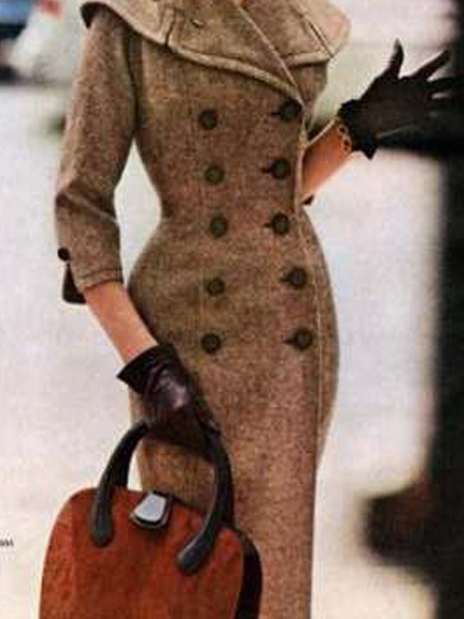 Vintage Long Sleeve Plain Coatsouterwear