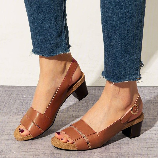 Women Elegant Chunky Heels Slingback Comfy Sandals | stylewe