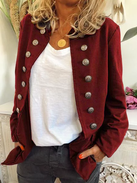 Buttoned Long Sleeve Outerwear