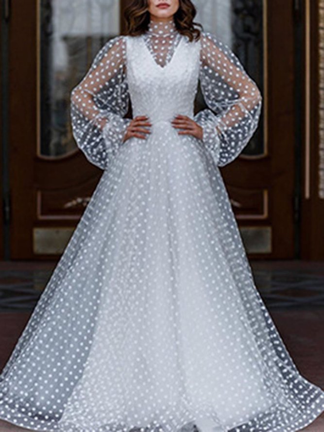 See-through Look Mesh Prom Elegant Maxi Dress