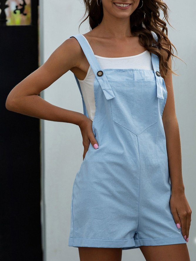 Summer Shift Sleeveless Paneled Solid Overall