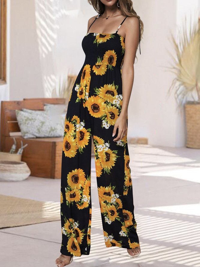 Holiday Sleeveless Floral One-Pieces Jumpsuit