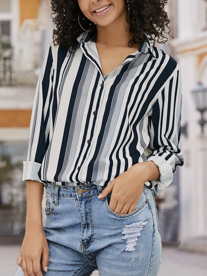Long Sleeve Daily Stripes Blouse