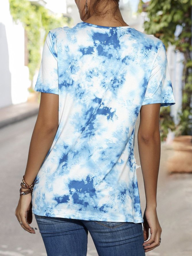 Ombre/tie-Dye Short Sleeve Casual T-Shirt