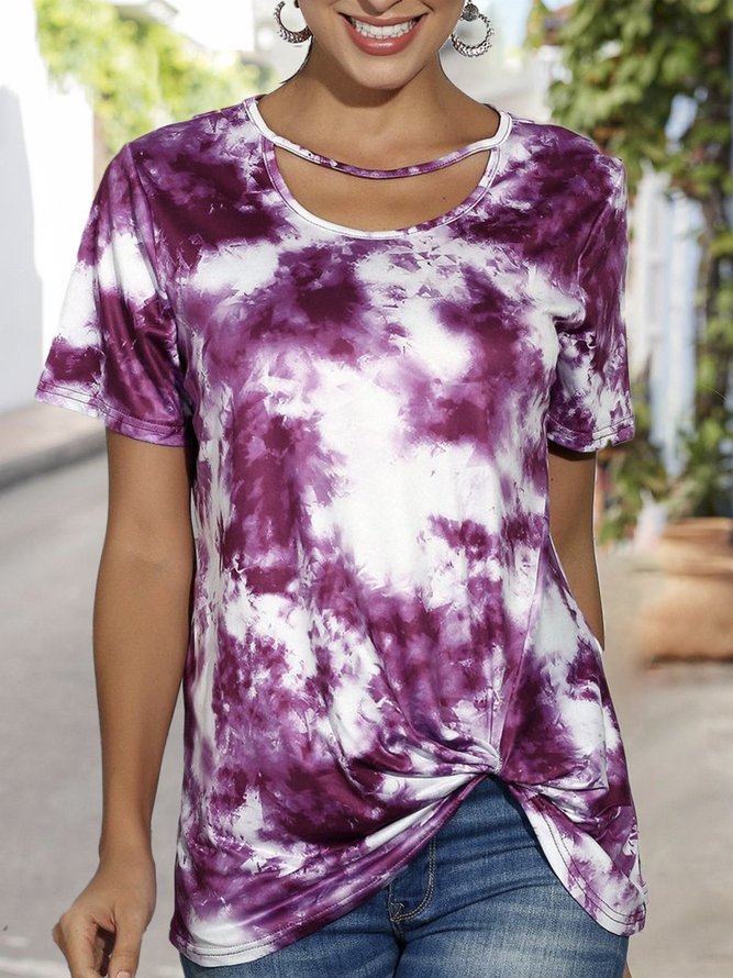 Ombre/tie-Dye Short Sleeve Casual T-Shirt