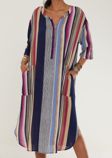 Boho Striped Half Sleeve Weaving Dress