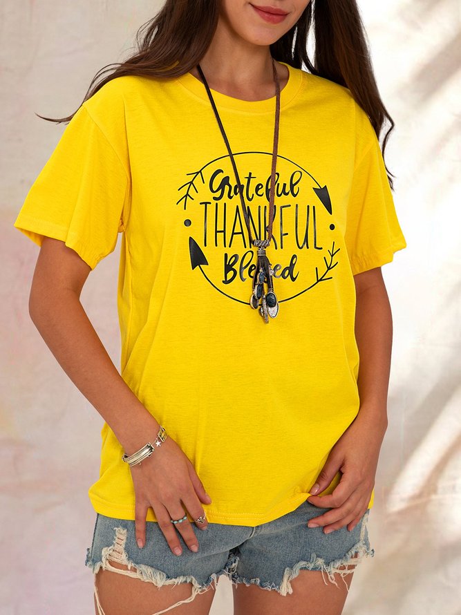 Yellow Floral Crew Neck Causal Shift Top