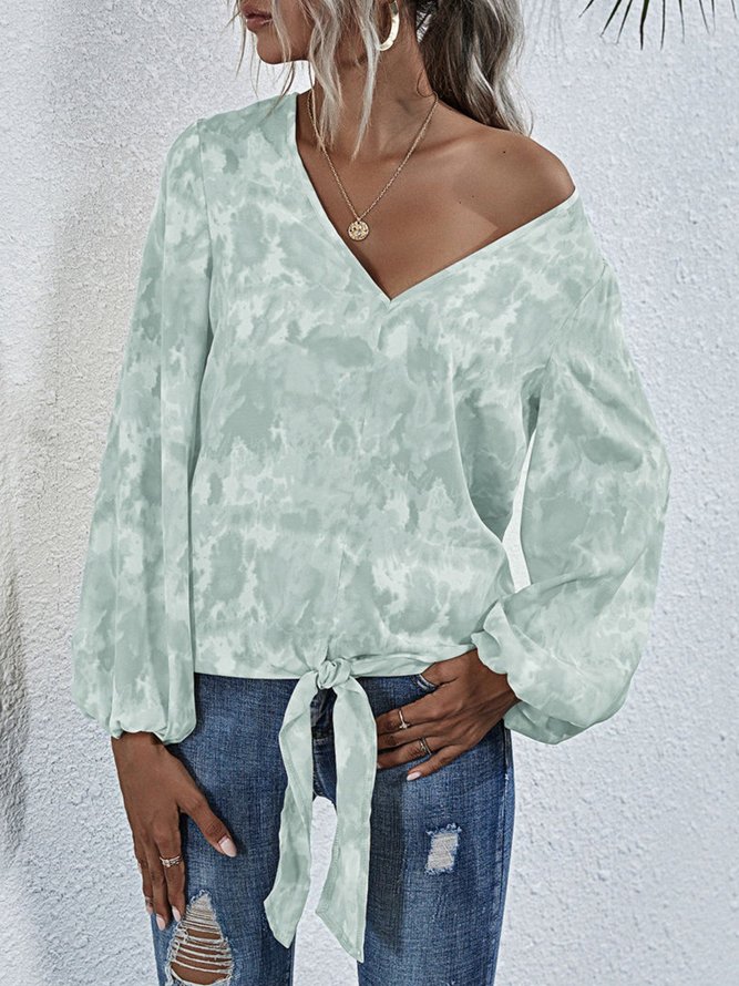 Casual V Neck Dip-Dyed Shift Top