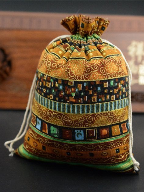 Ethnic Style Cotton And Linen Drawstring Bag