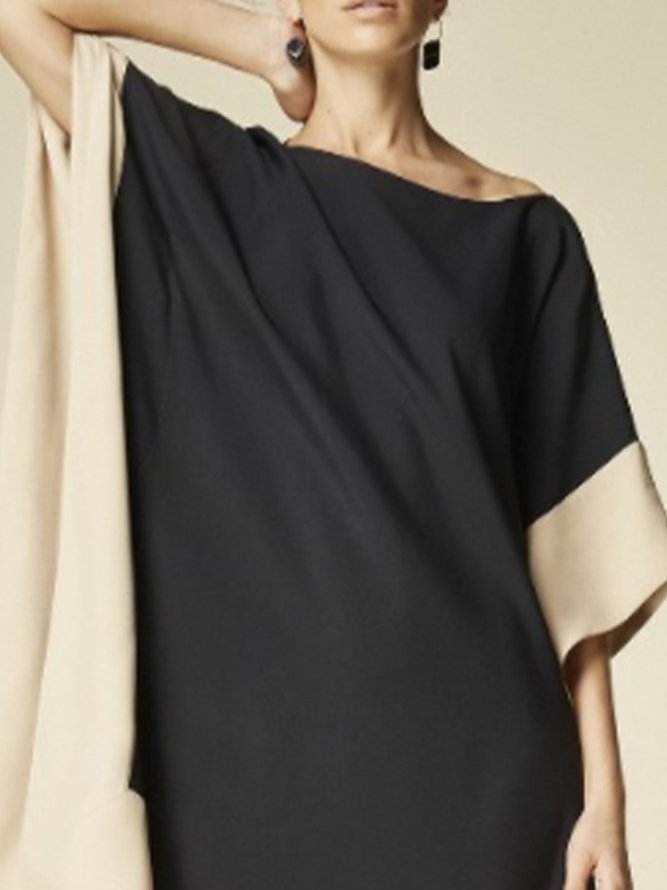 Simple Half Sleeve Shift Casual Midi Dress