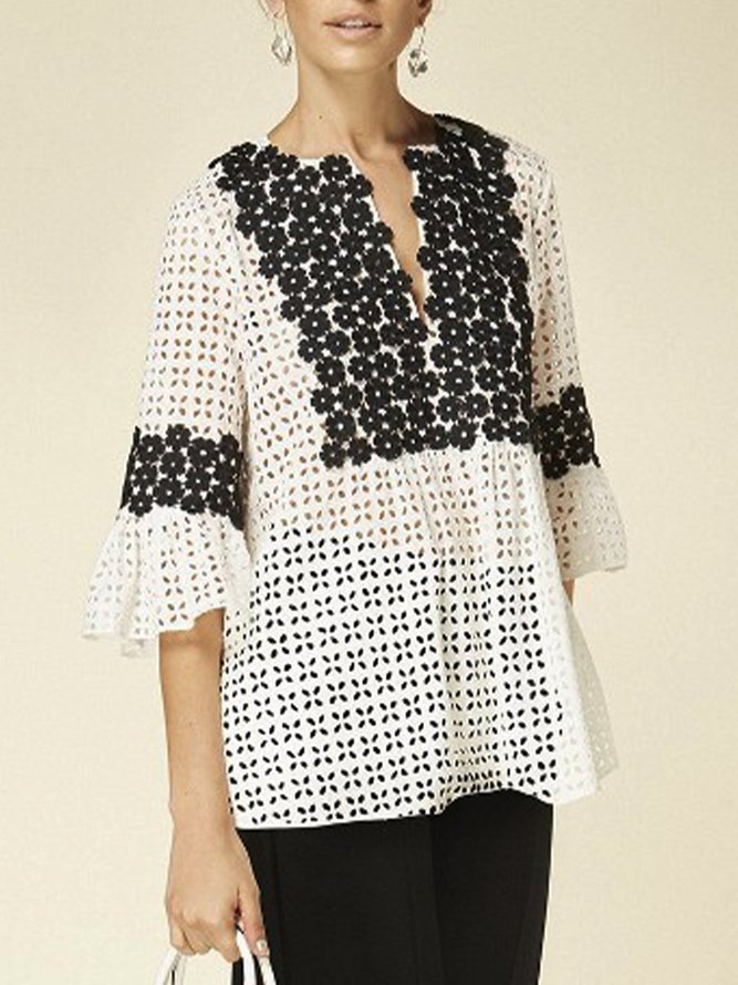 3/4 Sleeve Guipure Lace  Holiday  Top