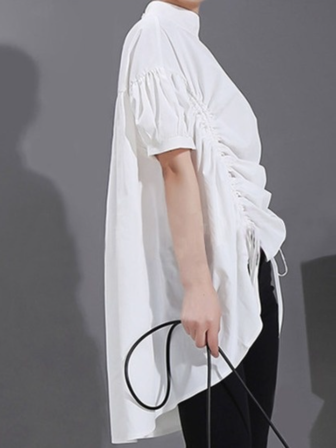 Daily Stand Collar Drawstring Statement Shift Top