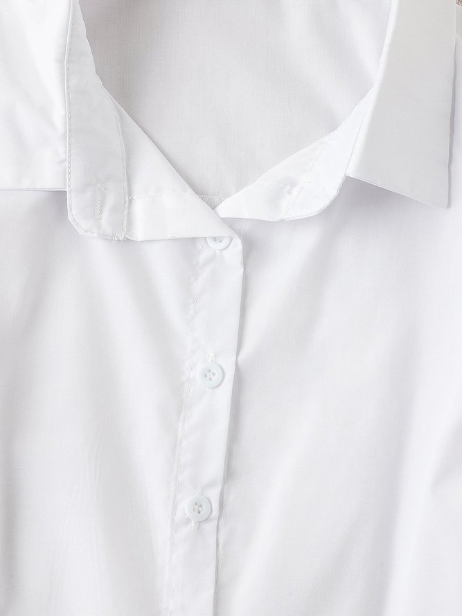 Paneled Shirt Collar Long Sleeve Top