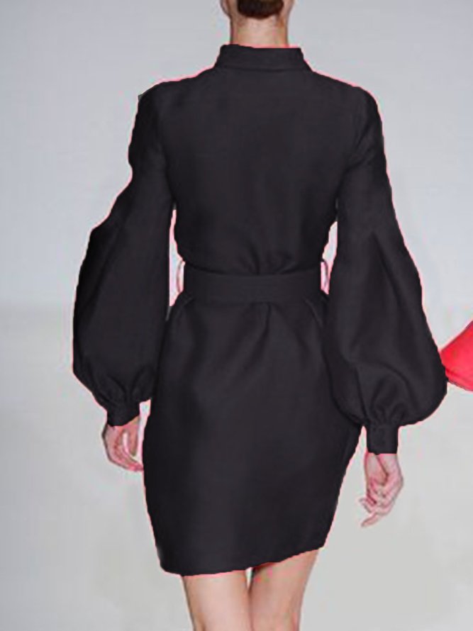 Long Sleeve Solid Sheath Elegant Mini Dress