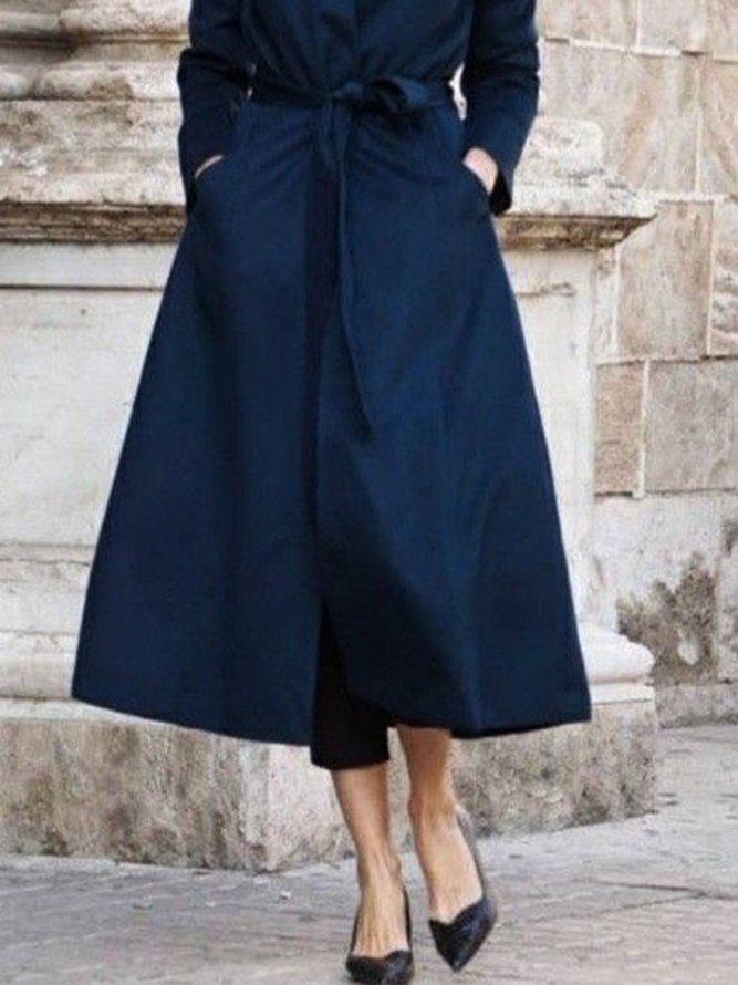 Long Sleeve Shift Solid Elegant Outerwear