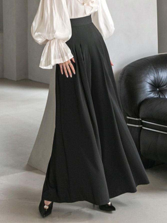 Pockets Solid Elegant  Skirt