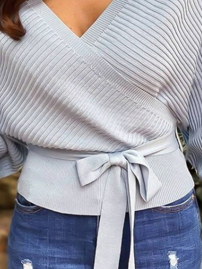 Elegant Long Sleeve V Neck Sweater