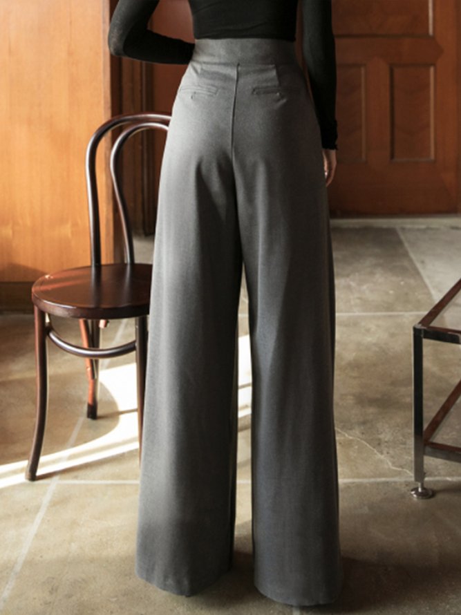 Elegant Solid Pockets Pant