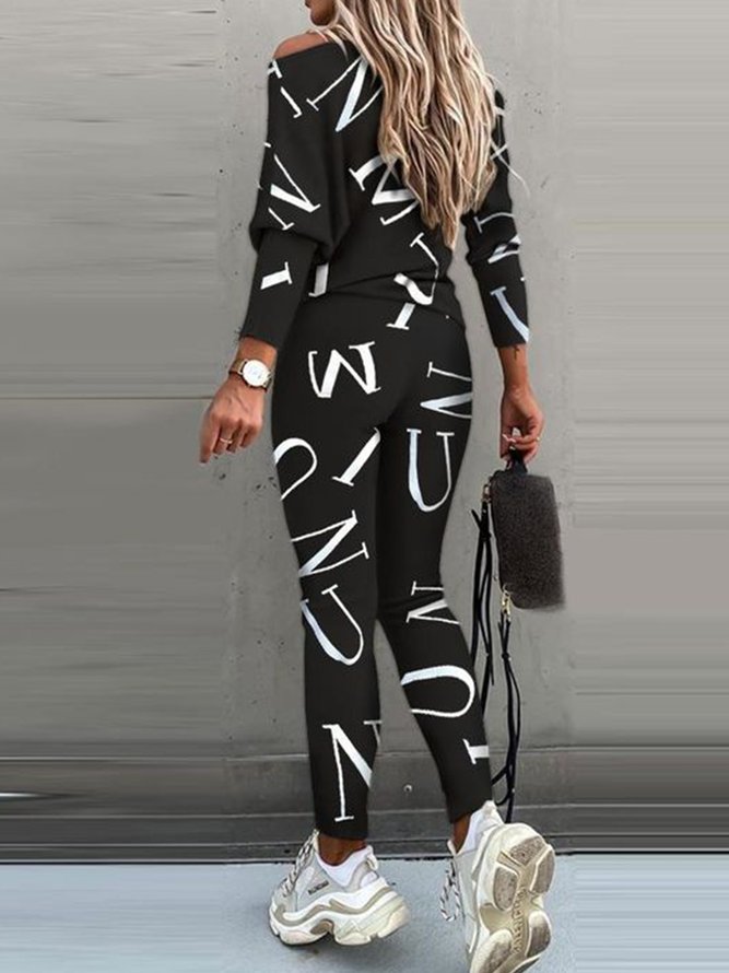Causal Letter Shift Suits Top WIth Pant | stylewe