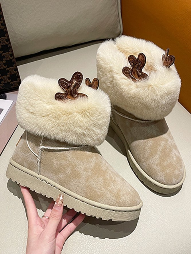 Christmas Fur Antlers Snow Snow Boots