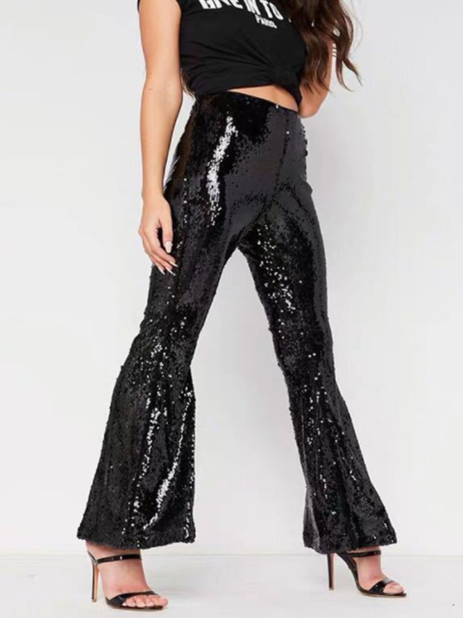 Party Solid Flare Leg  Pants